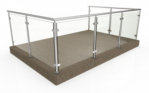 virginia round glass floor mount 42in handrail